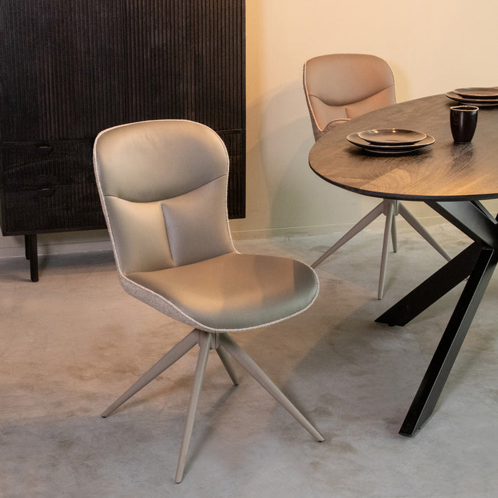 Eetkamerstoel Thorben - Forest - Microvezel - Taupe Metalen Frame-Eetkamerstoelen-LABEL51