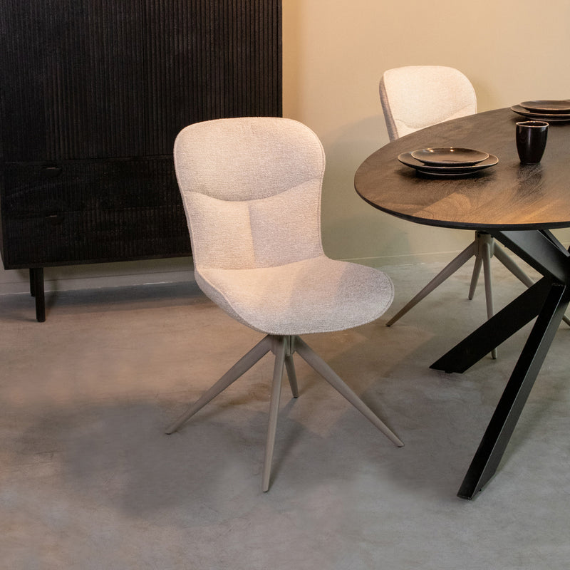 Eetkamerstoel Thorben Naturel Canyon Taupe Metalen Frame-Eetkamerstoelen-LABEL51