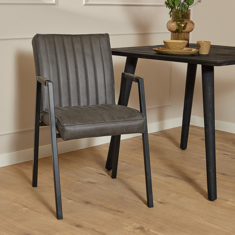Eetkamerstoel Tivoli met armleuning Bull Antraciet 52x56x88 cm-Eetkamerstoelen-Starfurn