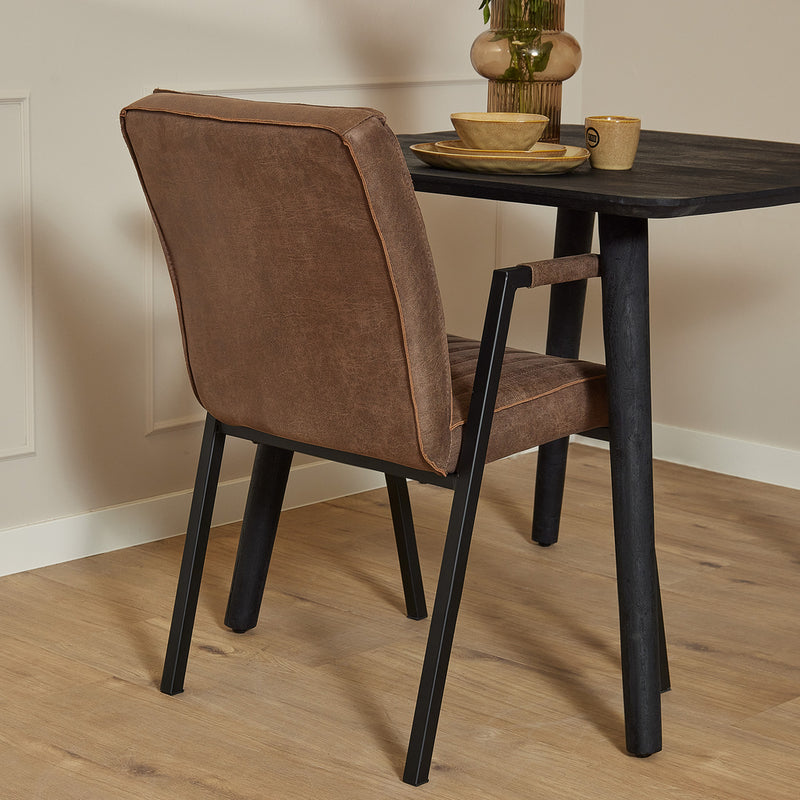 Eetkamerstoel Tivoli met armleuning Bull Bruin 52x56x88 cm-Eetkamerstoelen-Starfurn
