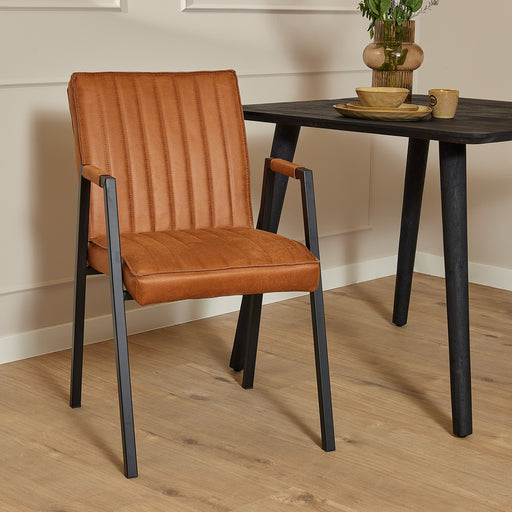Eetkamerstoel Tivoli met armleuning Bull Cognac 52x56x88 cm-Eetkamerstoelen-Starfurn