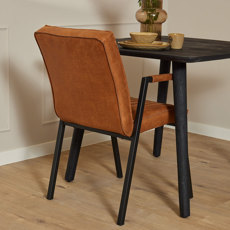 Eetkamerstoel Tivoli met armleuning Bull Cognac 52x56x88 cm-Eetkamerstoelen-Starfurn