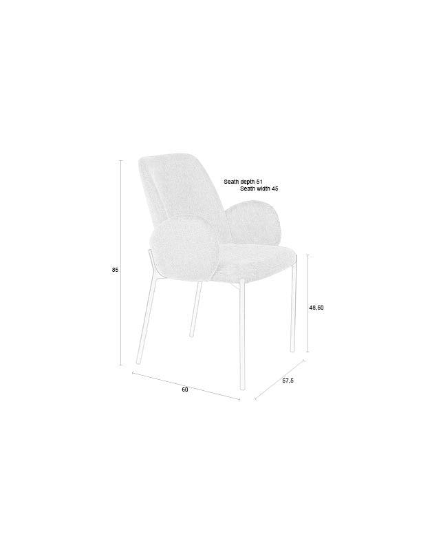 Eetkamerstoel Tjarda Polyester Taupe 60x57 cm-Eetkamerstoelen-Creating Home