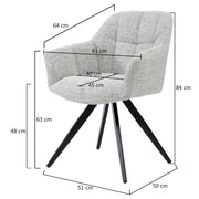 Eetkamerstoel Tommy Bisque Oasis Draaibaar 61 cm 61x64x84 cm-Eetkamerstoelen-Livingfurn