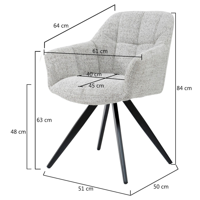 Eetkamerstoel Tommy Bisque Oasis Draaibaar 61 cm 61x64x84 cm-Eetkamerstoelen-Livingfurn