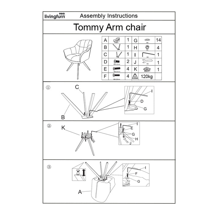 Eetkamerstoel Tommy Bisque Oasis Draaibaar 61 cm-Eetkamerstoelen-Livingfurn