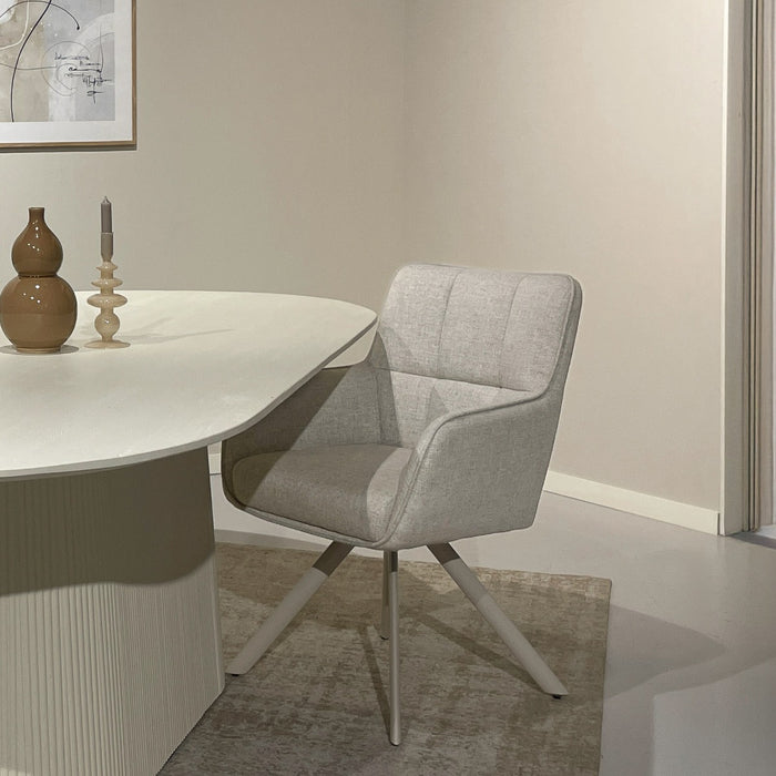 Eetkamerstoel Tori Natural Beige Draaibaar 62 cm-Eetkamerstoelen-Livingfurn