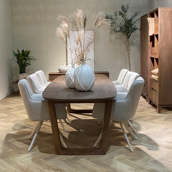 Eetkamerstoel Tori Natural Beige Draaibaar 62 cm-Eetkamerstoelen-Livingfurn