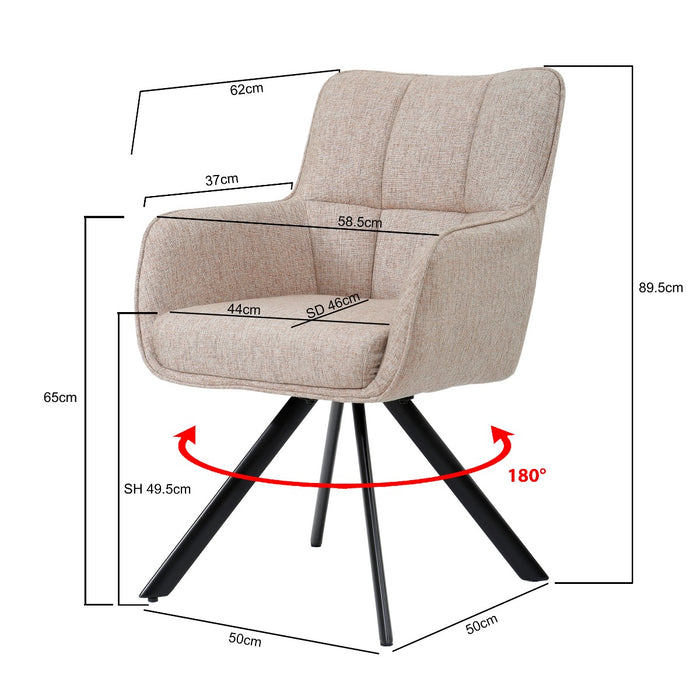 Eetkamerstoel Tori Roze Draaibaar 62 cm-Eetkamerstoelen-Livingfurn