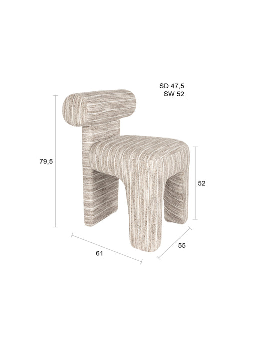 Eetkamerstoel Vana Polyester Beige – maattekening