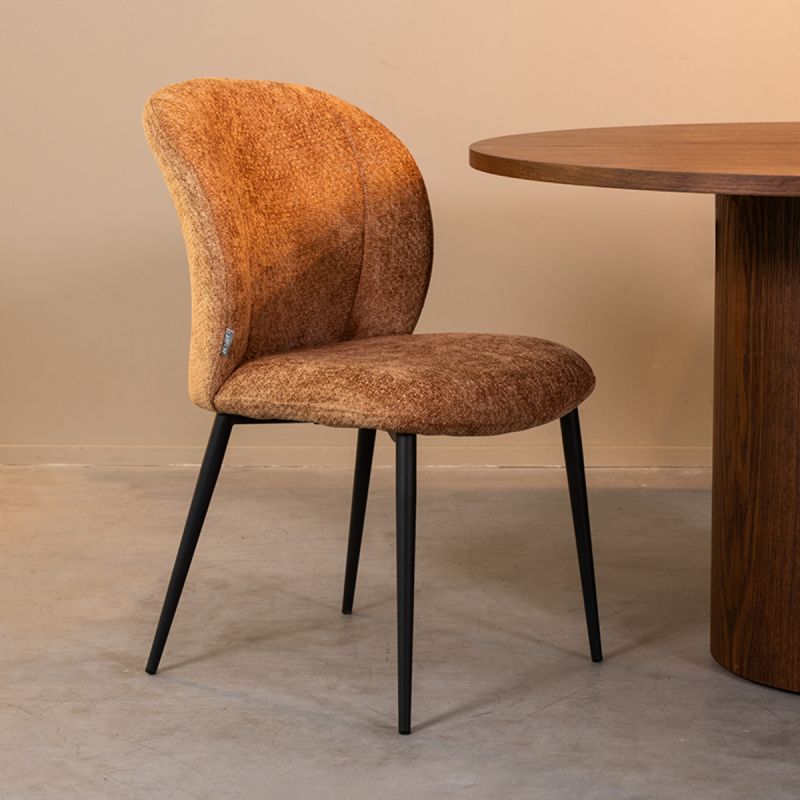 Eetkamerstoel Vino Cognac Elite Zwart Metalen Frame 49x62x85 cm-Eetkamerstoelen-LABEL51