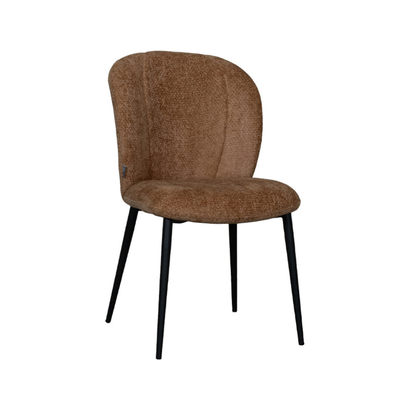 Eetkamerstoel Vino Cognac Elite Zwart Metalen Frame 49x62x85 cm-Eetkamerstoelen-LABEL51