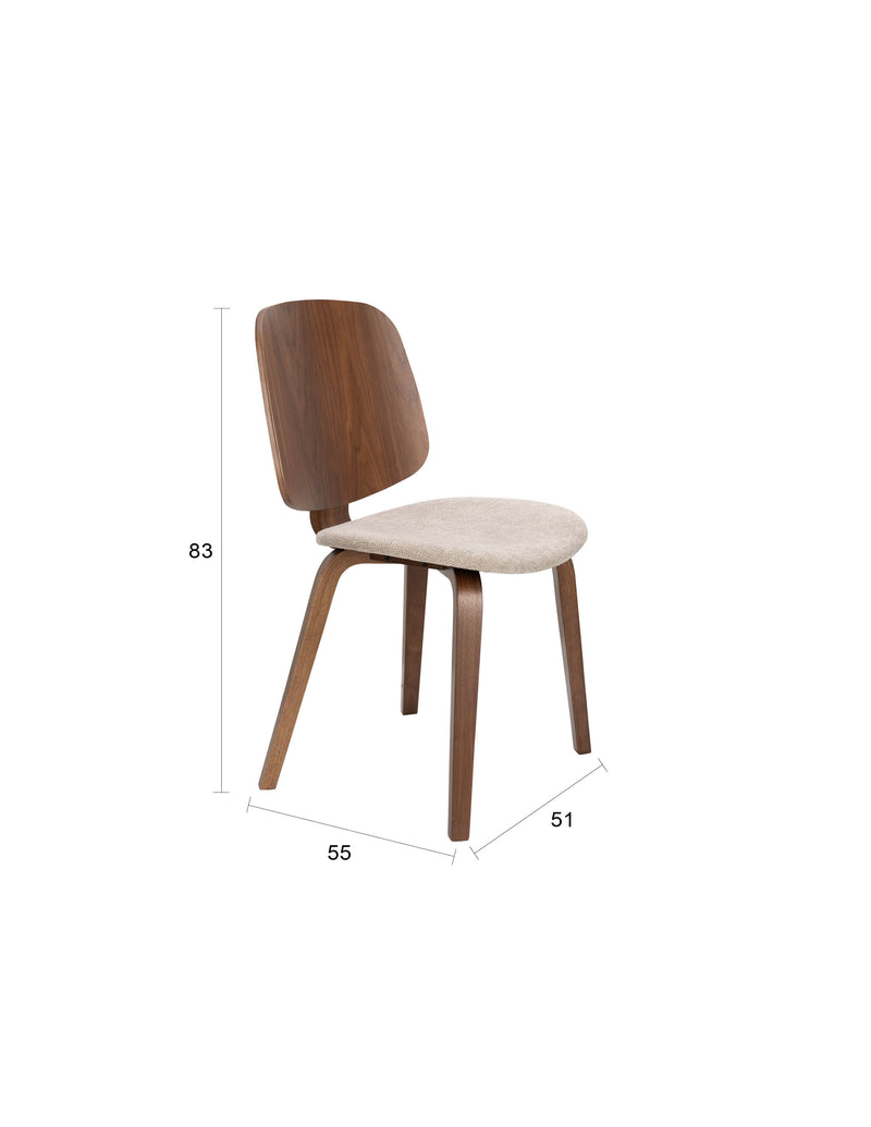 Eetkamerstoel Walden Polyester Beige 55x51 cm-Eetkamerstoelen-Creating Home