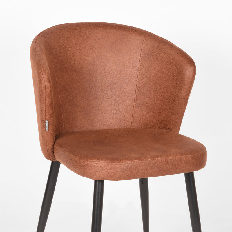 Eetkamerstoel Wave Cognac Microvezel 58x60x85 cm-Eetkamerstoelen-LABEL51