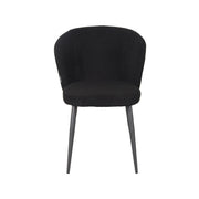 Eetkamerstoel Whirl Zwart Teddy Zwart Metalen Frame 58x60x85 cm-Eetkamerstoelen-LABEL51