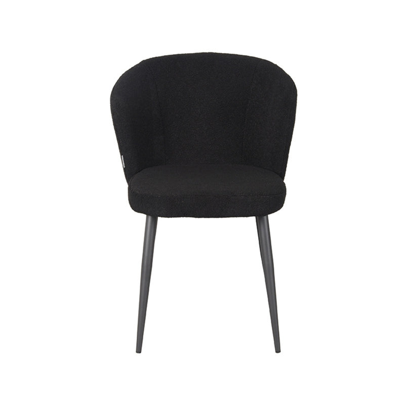 Eetkamerstoel Whirl Zwart Teddy Zwart Metalen Frame 58x60x85 cm-Eetkamerstoelen-LABEL51