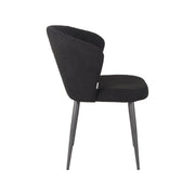 Eetkamerstoel Whirl Zwart Teddy Zwart Metalen Frame 58x60x85 cm-Eetkamerstoelen-LABEL51