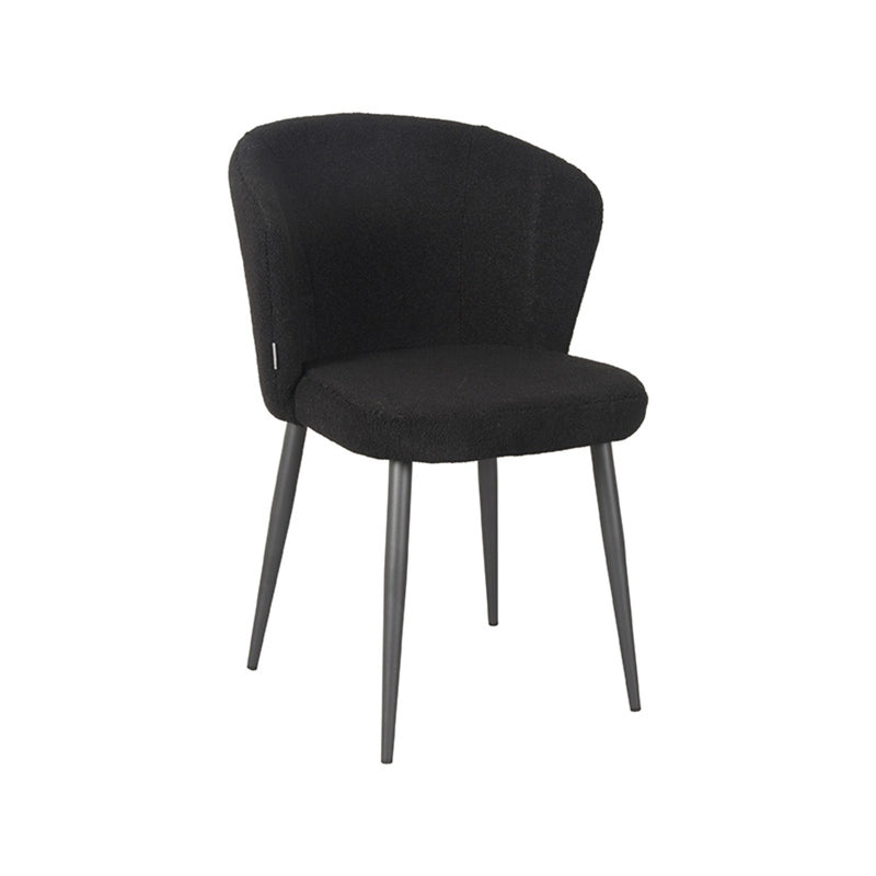 Eetkamerstoel Whirl Zwart Teddy Zwart Metalen Frame 58x60x85 cm-Eetkamerstoelen-LABEL51