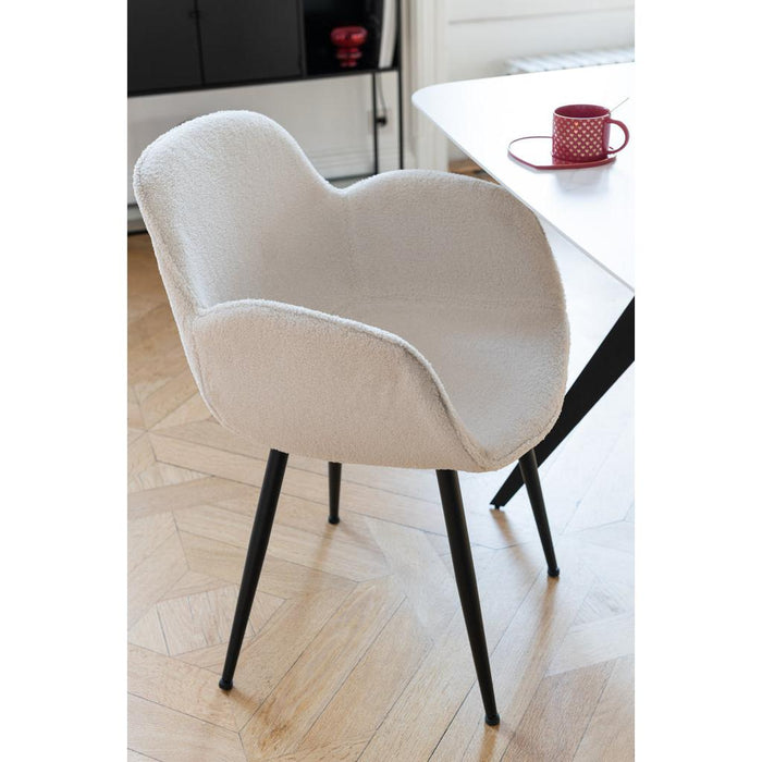 Eetkamerstoel Wit Stof 58 cm-Eetkamerstoelen-J-Line