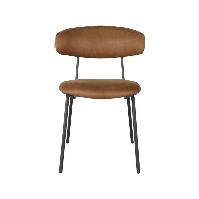 Eetkamerstoel Zack Cognac Micro Suede 53x59x79 cm-Eetkamerstoelen-LABEL51