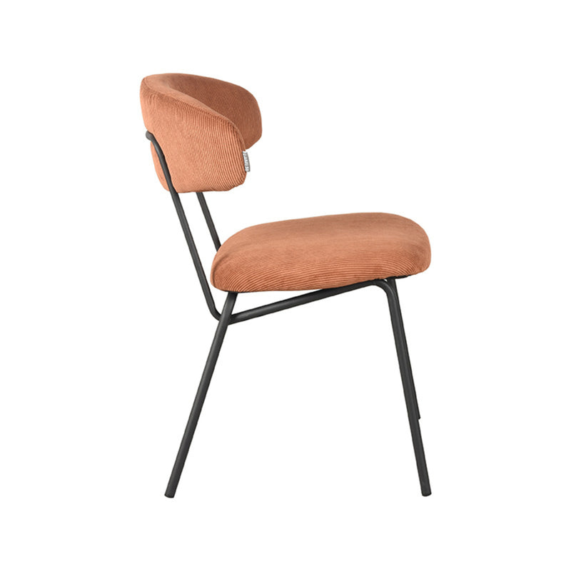 Eetkamerstoel Zack Rust Ribcord Zwart Metalen Frame 53x59x79 cm-Eetkamerstoelen-LABEL51