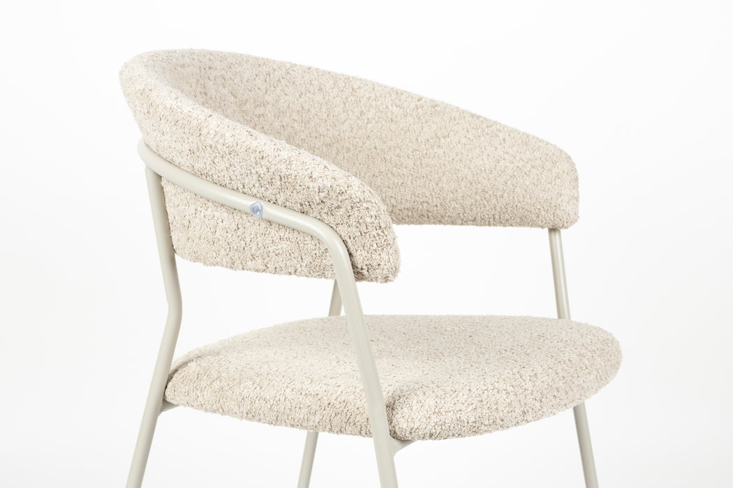 Eetkamerstoel Zeri Off Polyester Wit 51.5x59.5 cm-Eetkamerstoelen-Creating Home