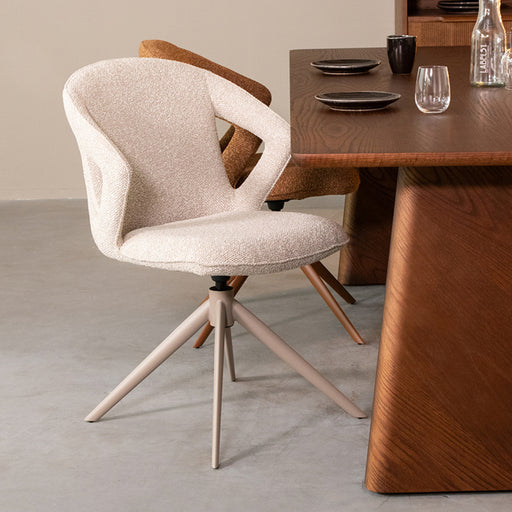 Eetkamerstoel Zurich - Naturel - Royal Boucle - Taupe Metalen...-Eetkamerstoelen-LABEL51