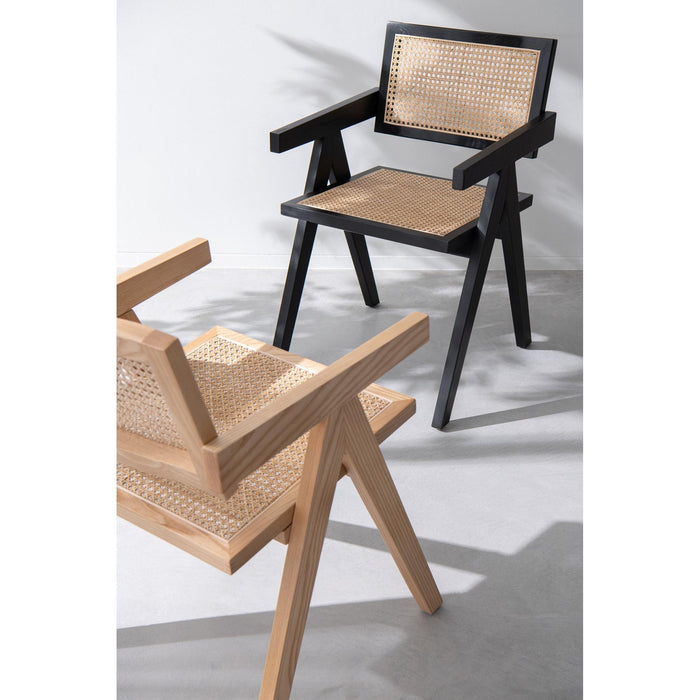 Eetkamerstoel Zwart Ash hout 59 cm 59x52x80 cm-Eetkamerstoelen-J-Line