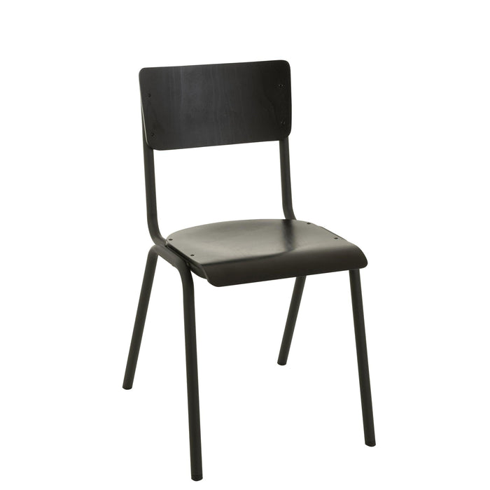 Eetkamerstoel Zwart Populierenhout 43 cm 43x52x82 cm-Eetkamerstoelen-J-Line
