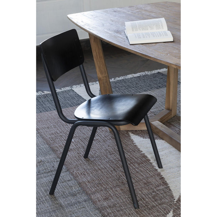 Eetkamerstoel Zwart Populierenhout 43 cm-Eetkamerstoelen-J-Line