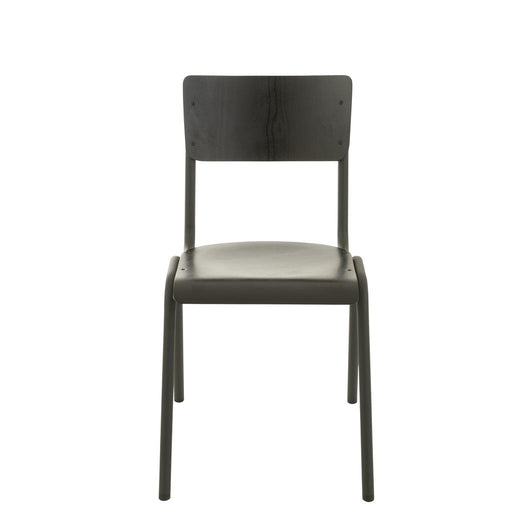 Eetkamerstoel Zwart Populierenhout 43 cm-Eetkamerstoelen-J-Line