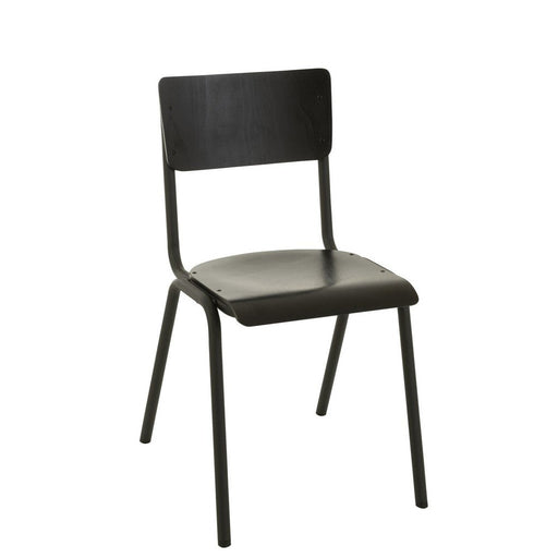 Eetkamerstoel Zwart Populierenhout 43 cm-Eetkamerstoelen-J-Line
