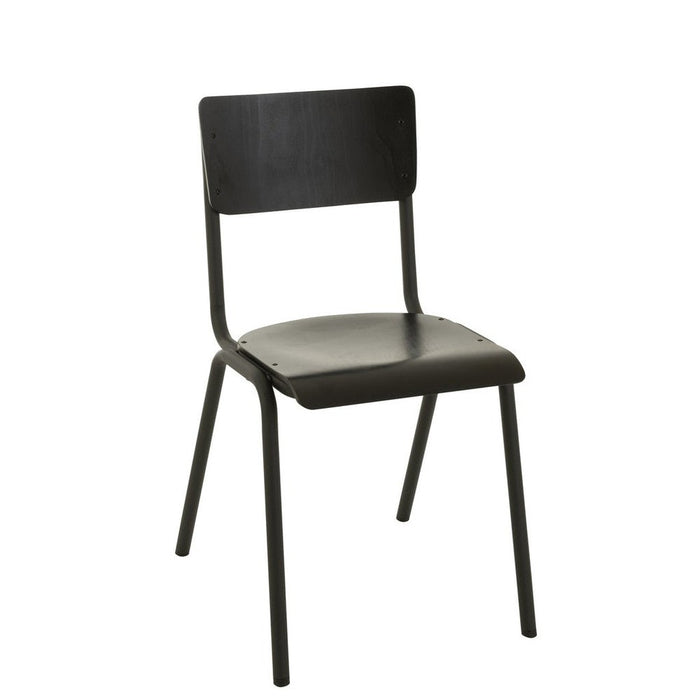 Eetkamerstoel Zwart Populierenhout 43 cm-Eetkamerstoelen-J-Line