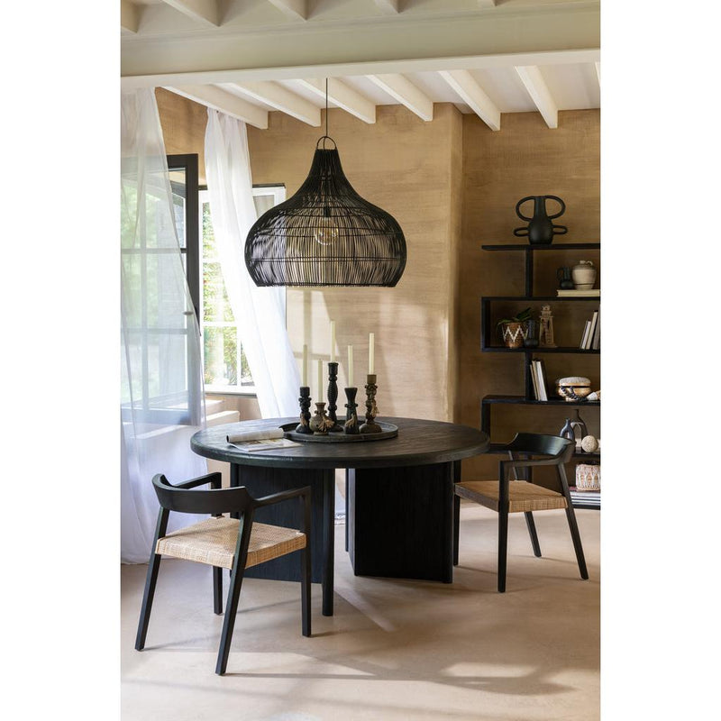 Eetkamerstoel Zwart Rotan 55 cm 55x55x71 cm-Eetkamerstoelen-J-Line