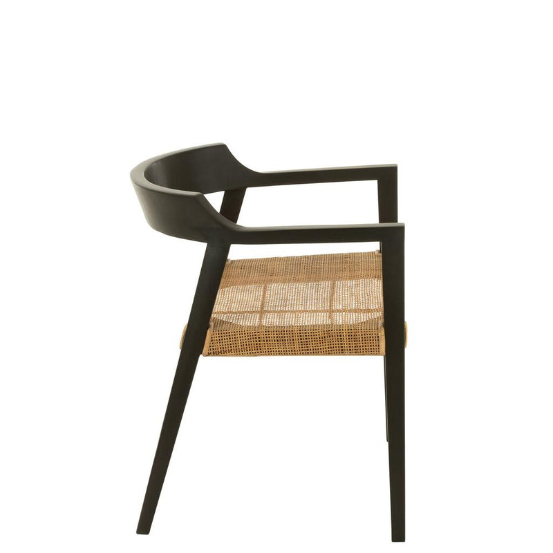 Eetkamerstoel Zwart Rotan 55 cm 55x55x71 cm-Eetkamerstoelen-J-Line