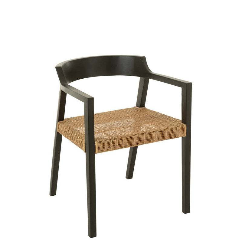 Eetkamerstoel Zwart Rotan 55 cm 55x55x71 cm-Eetkamerstoelen-J-Line