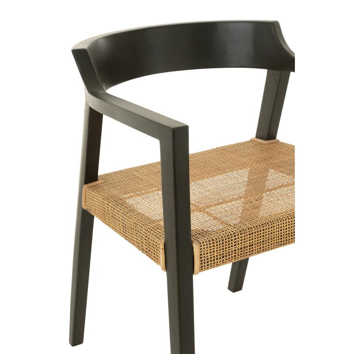Eetkamerstoel Zwart Rotan 55 cm-Eetkamerstoelen-J-Line