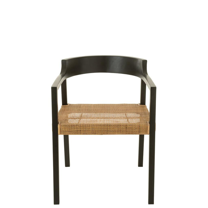 Eetkamerstoel Zwart Rotan 55 cm-Eetkamerstoelen-J-Line