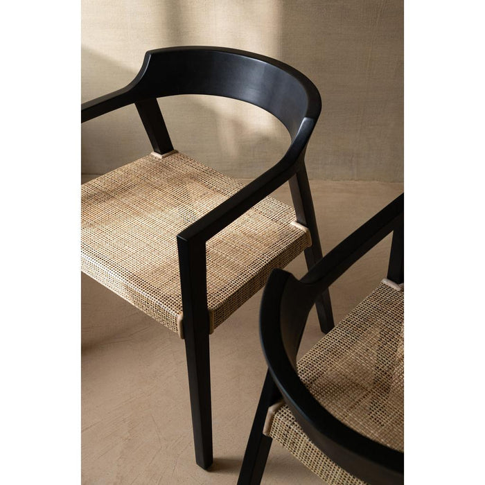 Eetkamerstoel Zwart Rotan 55 cm-Eetkamerstoelen-J-Line