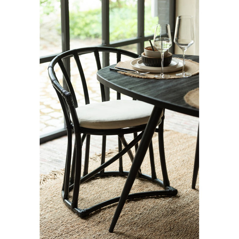 Eetkamerstoel Zwart Rotan 61 cm 61x60x70 cm-Kussens-J-Line