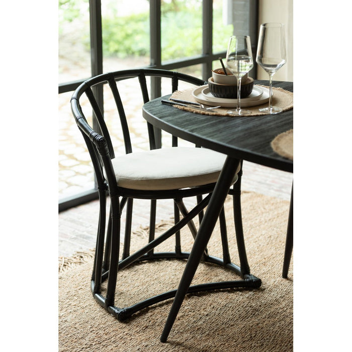 Eetkamerstoel Zwart Rotan 61 cm-Eetkamerstoelen-J-Line