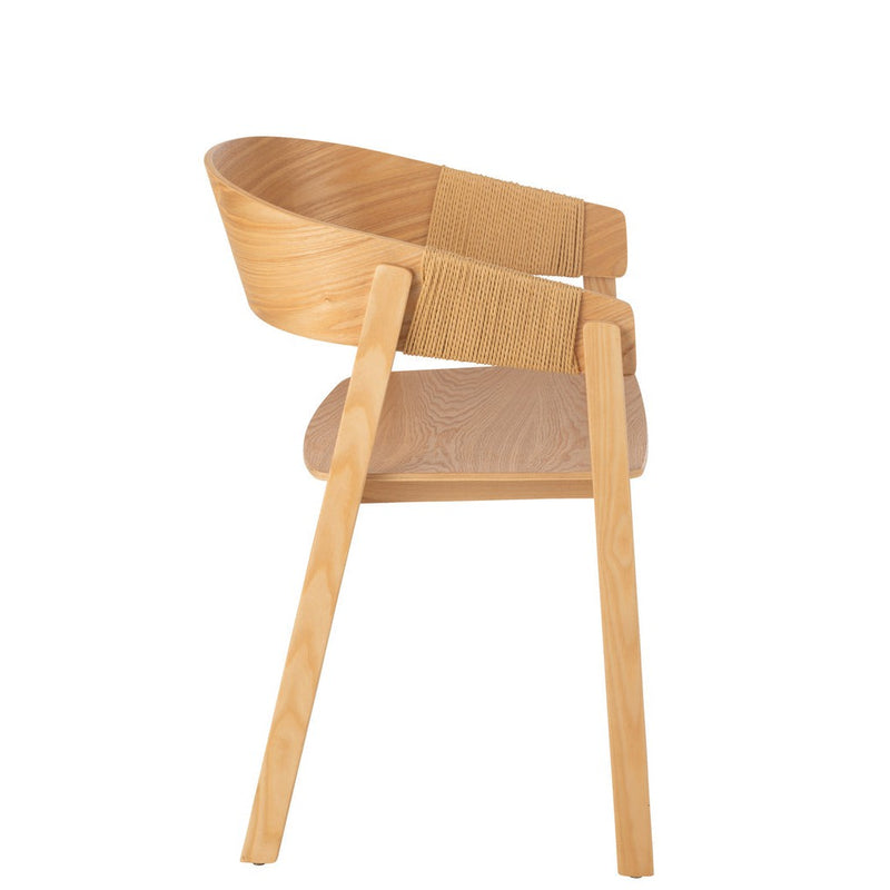 Eetkamerstoel Zwart Touw 53 cm 52.8x57.1x76.8 cm-Eetkamerstoelen-J-Line