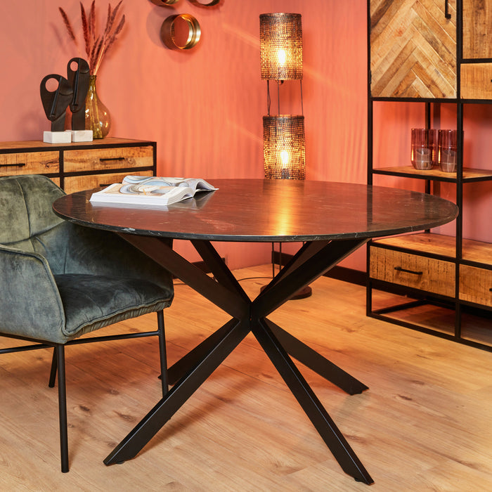 Eetkamertafel Lynn | Rond | Zwart marmer | 130 CM-Eettafels-Starfurn