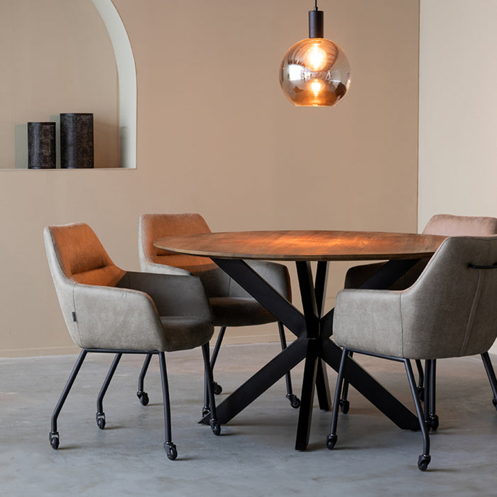 Eetkamertafel Otis - Nature Smooth - Mangohout - 140 cm - Rond-Eettafels-LABEL51