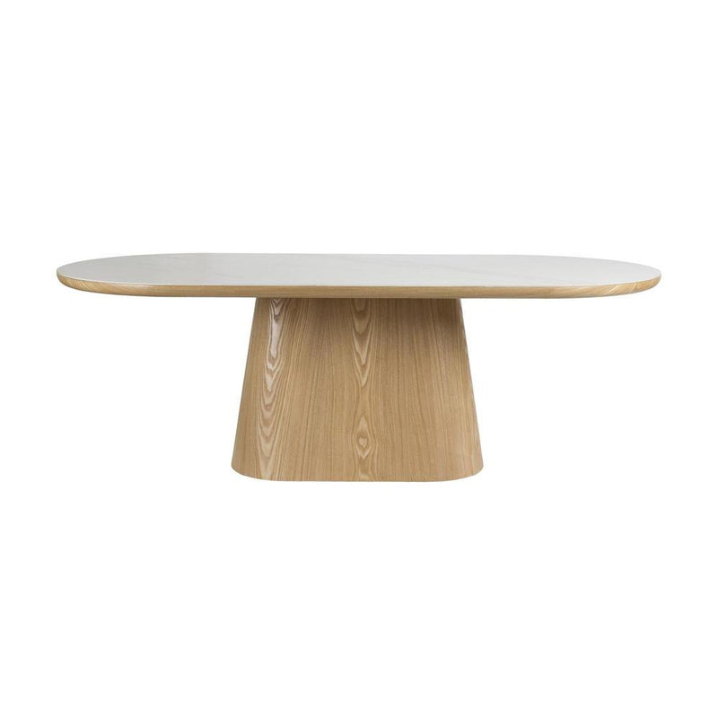 Eettafel Almira Oval 200 Eikenfineer Stone Naturel 200x90 cm-Eettafels-Creating Home