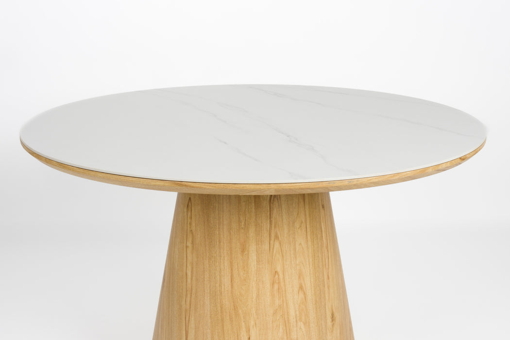 Eettafel Almira Rond Eikenfineer Stone Naturel 115x115 cm