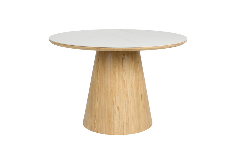 Eettafel Almira Rond Eikenfineer Stone Naturel 115x115 cm-Eettafels-Creating Home