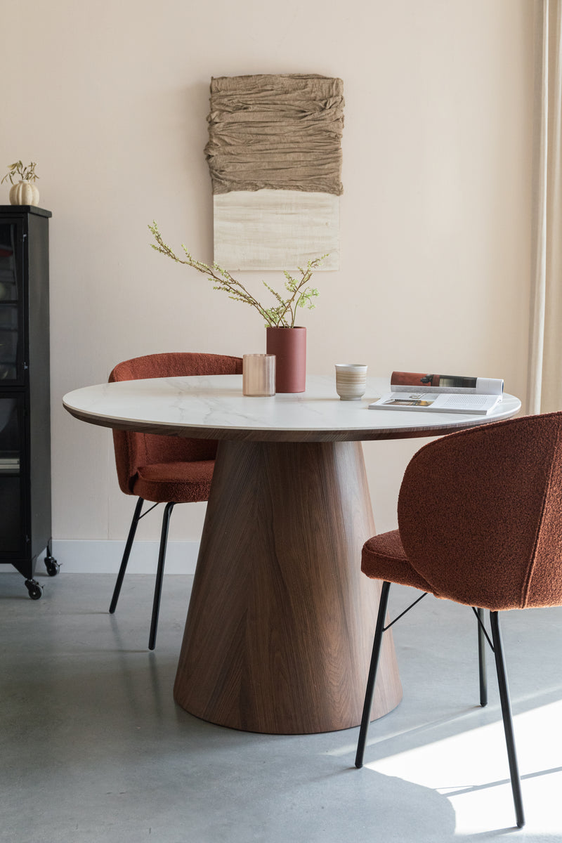 Eettafel Almira Rond Sintered Stone veneer Bruin 115x115 cm-Eettafels-Creating Home
