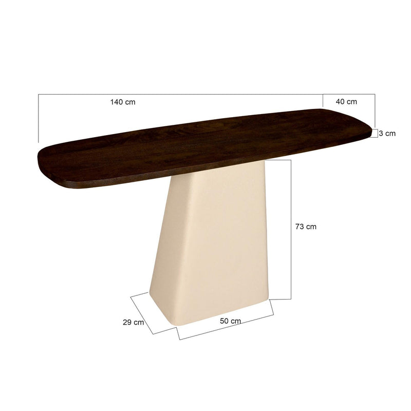 Eettafel Brix Eettafel Mangohout Crème wit 140x40 cm-Eettafels-Livingfurn