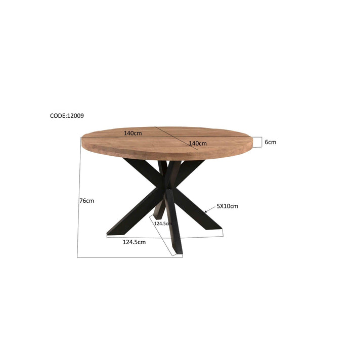 Eettafel Brix Eettafel Mangohout Naturel hout 140 cm-Eettafels-Livingfurn